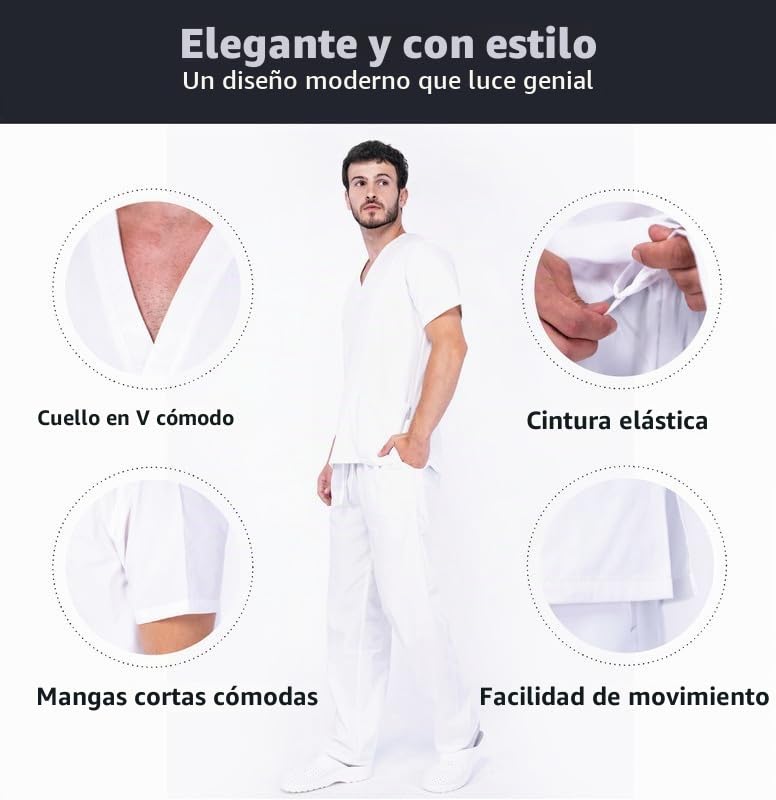 MAZALAT work wear Uniforme Sanitario Mujer | Uniforme Sanitario Hombre – Conjunto Unisex Casaca y Pantalón | Pijama Médico | Cómodo, Ligero y Ideal Para Uso Diario Profesional