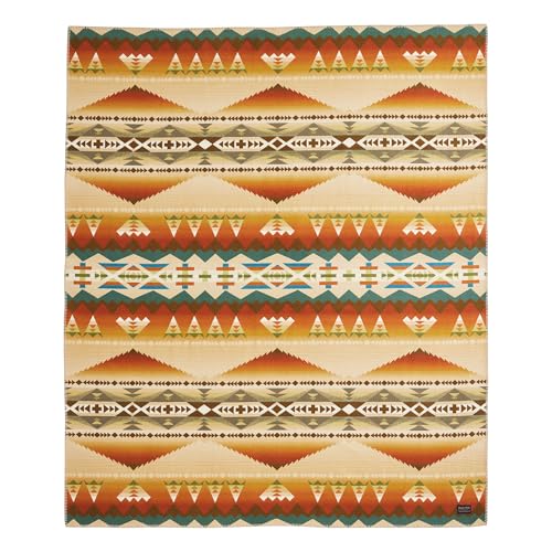 Image of Pendleton Jacquard Unnapped Twin Blanket, 64 x 80 in, Heirloom Virgin Wool