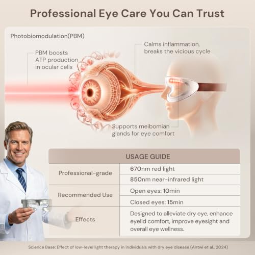 Image of Red Light Therapy for Eyes, Red Light Eye Mask for Vision & Eye Fatigue | 3 Modes Eye Care Device, 670nm Red Light and 850nm Infrared Light Therapy for Dry Eyes, Fine Lines, and Jet Lag