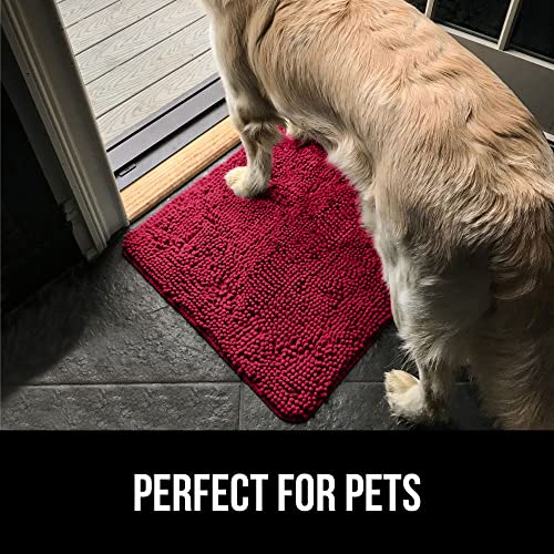 Image of Gorilla Grip Original Indoor Durable Chenille Doormat, 30x20, Absorbent Washable Inside Mats, Low-Profile Rug Doormats for Entry, Mud Room Mat, Back Door, High Traffic Areas, Ruby Red