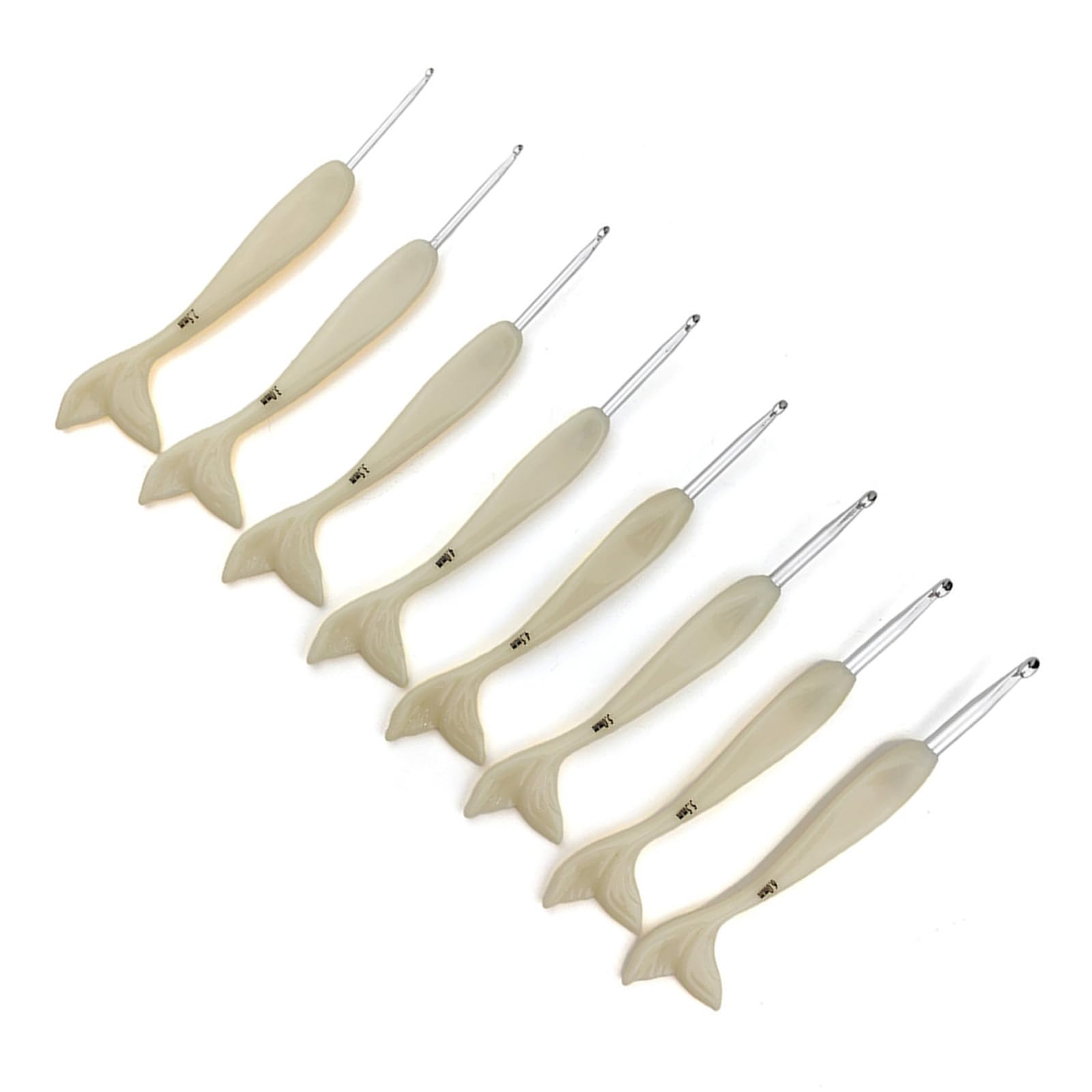 NEWFT 8Pcs Fish Tail Handle Crochet Hook for Knitting 2.5mm-6.0mm Ergonomic Crochet Needle for Beginner Experienced Hobbyist Crafting Supplies