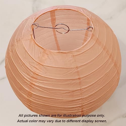 Image of 8 Inch Peach Paper Lanterns Party Decorations Chinese Hanging Paper Lanterns Lights for Birthday, Wedding, Christmas, Bridal & Home Decor(Set of 5, Peach)