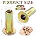 Lainballow 100 Pcs 1/4''-20 UNC Rivet Nut, Carbon Steel Flat Head Rivnut, Multi Grip Rivet Nuts, Zinc Plated Pre-Bulbed Shank, Gold Flat Head Insert Nut for Industrial Household Items