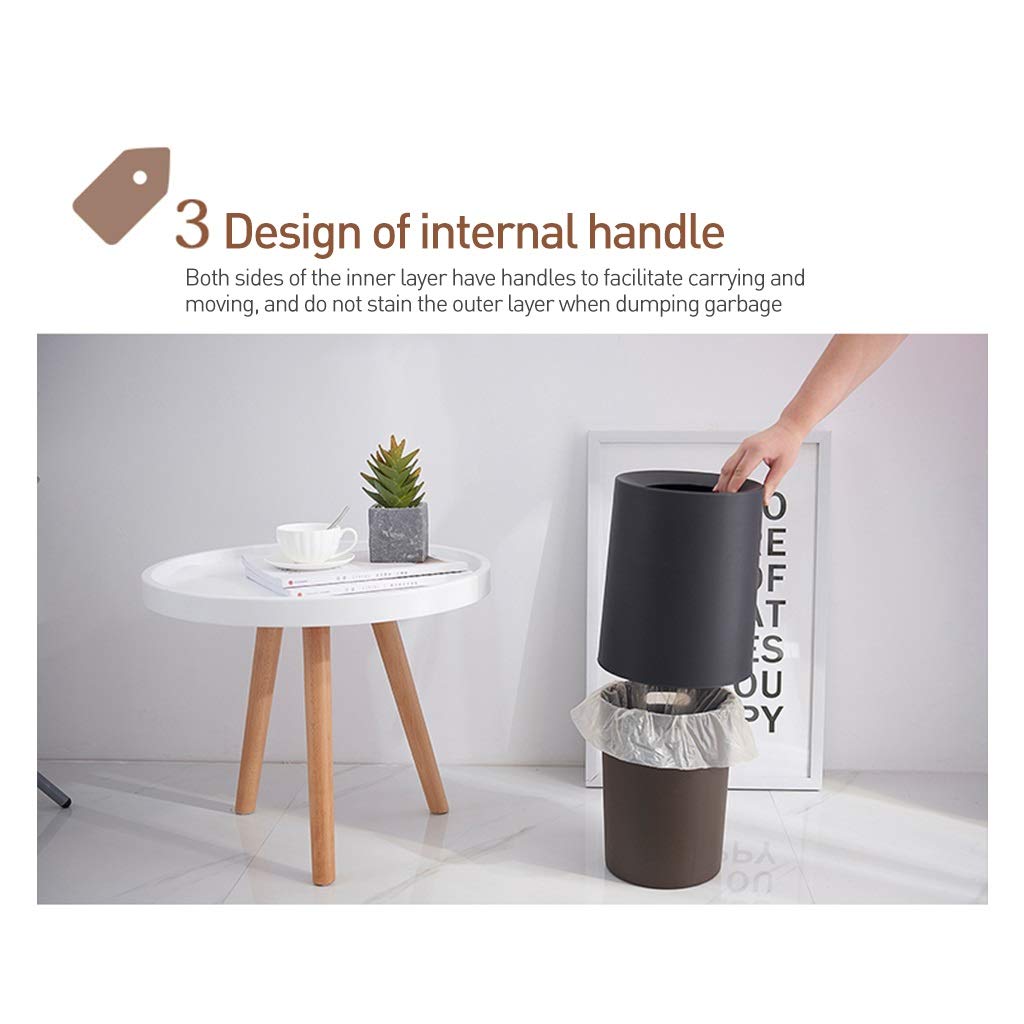 HASMI Papeleras automáticas Basura redonda for el hogar o espacio de oficina pequeño 8L / 12L bote de basura de plástico Cubos de basura tapa (Color : Bruin, Size : M-12L)