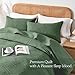 OARAGE King Quilt Bedding Set Lightweight Soft Olive Green Bedspread Coverlet with Leaf Pattern,Ultrasonic Microfiber Bed Cover Set for All Season 3 Pieces (1 Quilt, 2 Shams)
