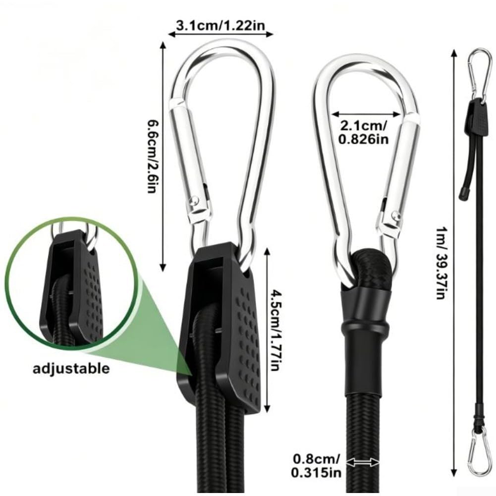 Sangles de tension réglables pour filet de volley-ball avec mousqueton pour tennis, badminton, filet d'arrimage de filet de 100 cm, cordon en caoutchouc et nylon portable pour équipement de