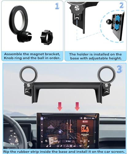 Image of Car Phone Holder for 2026 Toyota RAV4 /RAV4 Hybrid 12.9 inch Screen Accessories | MagSafe Strong Magnetic Clip Cell Phone Mount, 360 Rotatable Hands-Free Holder, Not Block Air Vents