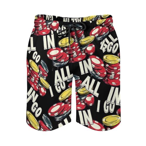 Poker Chips I Go All in Men's Swim Trunks Board Shorts Beachshorts Swimsuits with Pockets Mesh Liner3