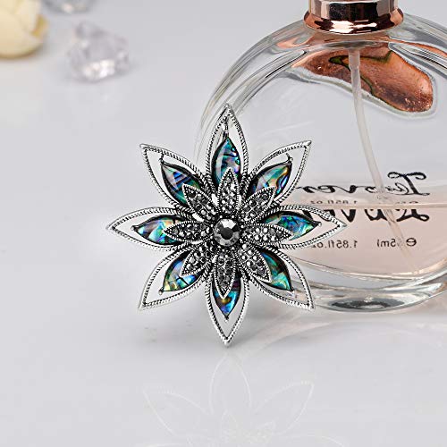 Image of Ladies Men's Universal Brooch Party diamond-set jewelry Brooch Pin Delicate gift for Valentine's Day-Blue Flower Brooch for Women - Large Floral Lapel Pin, Nature-Inspired Dress Accessories with Light Wave Design
