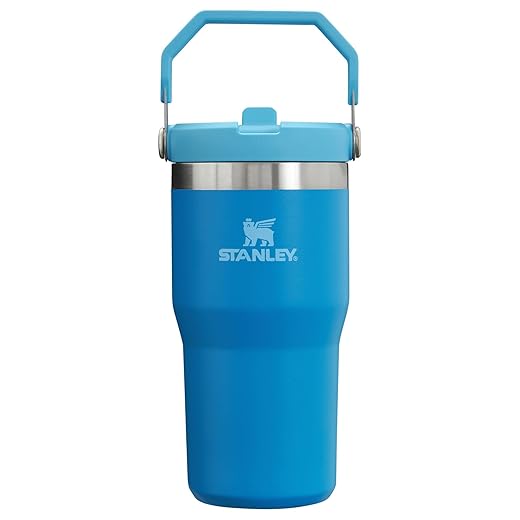 Stanley IceFlow Flip Straw Tumbler with Handle 20 oz | Twist On Lid and Flip Up Straw | Leak Resistant Water Bottle | Insulated Stainless Steel |BPA-Free | Azure