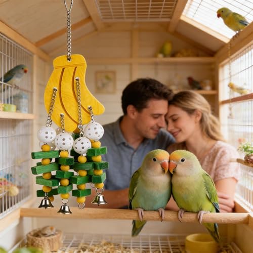 Soin du bec pour oiseaux grâce au jouet banane interactif en bois - 3