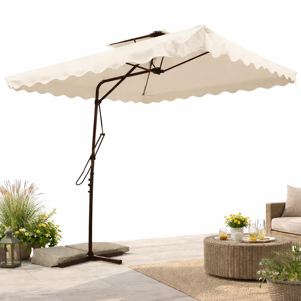 BAKAJI Ombrellone da Giardino Decentrato 2,5x2,5 Mt Palo Metallo Chiusura Leva Base Croce Air Vent