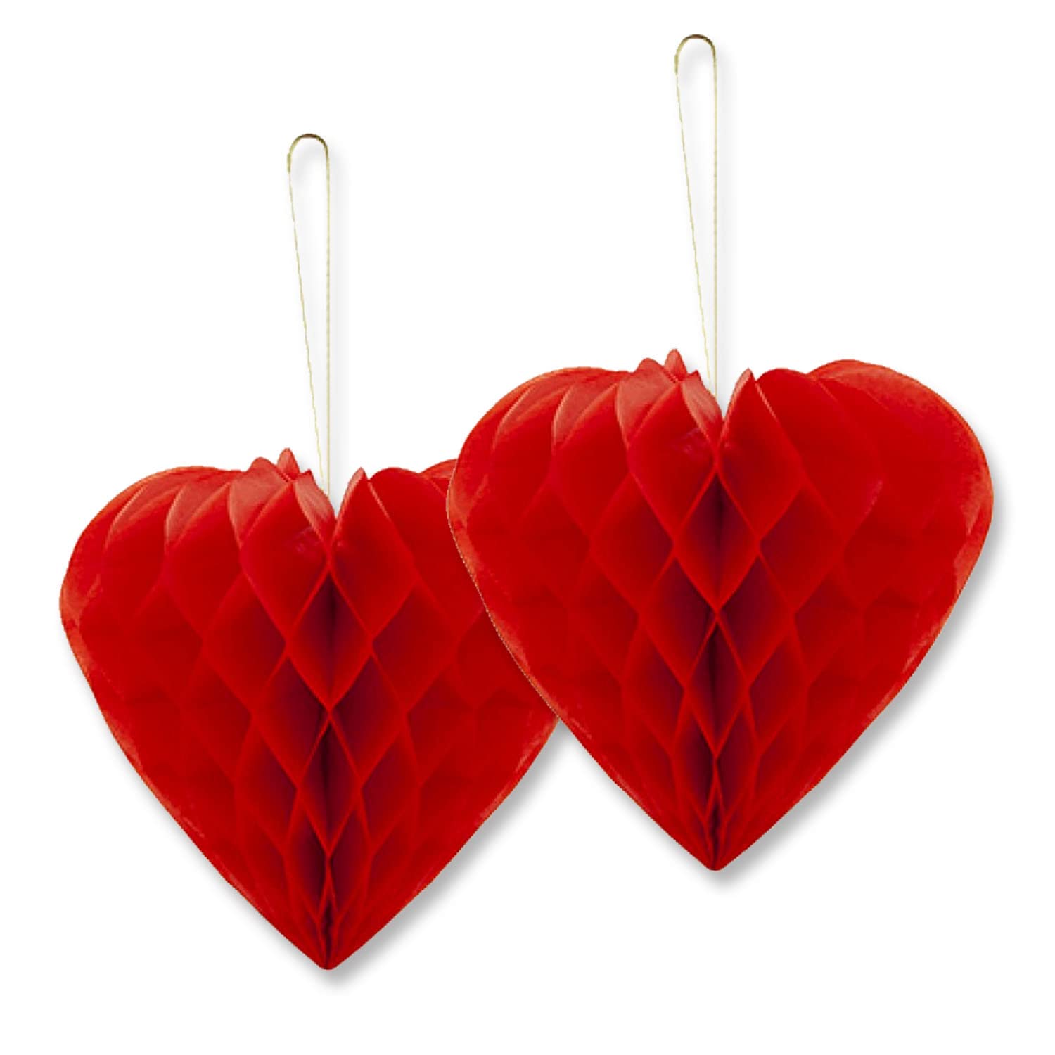 Akh Red Akh® Honeycomb Love Heart | 9"/23Cm | Pack Of 2 | Hanging Paper Valentines Decoration Kit | Valentine's Day Hanging Honeycomb Hearts Balls Poms For Wedding Valentine Anniversary Party Supplies