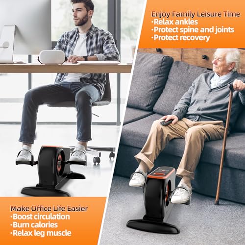 Image of Under Desk Bike, Electric Pedal Exerciser for Seniors & Rehab Training with 12-Level Speed Adjustment, Motorized Arm /Leg Fitness Equipment with Smart Safety Stop & Free Arm /Hand Support Straps