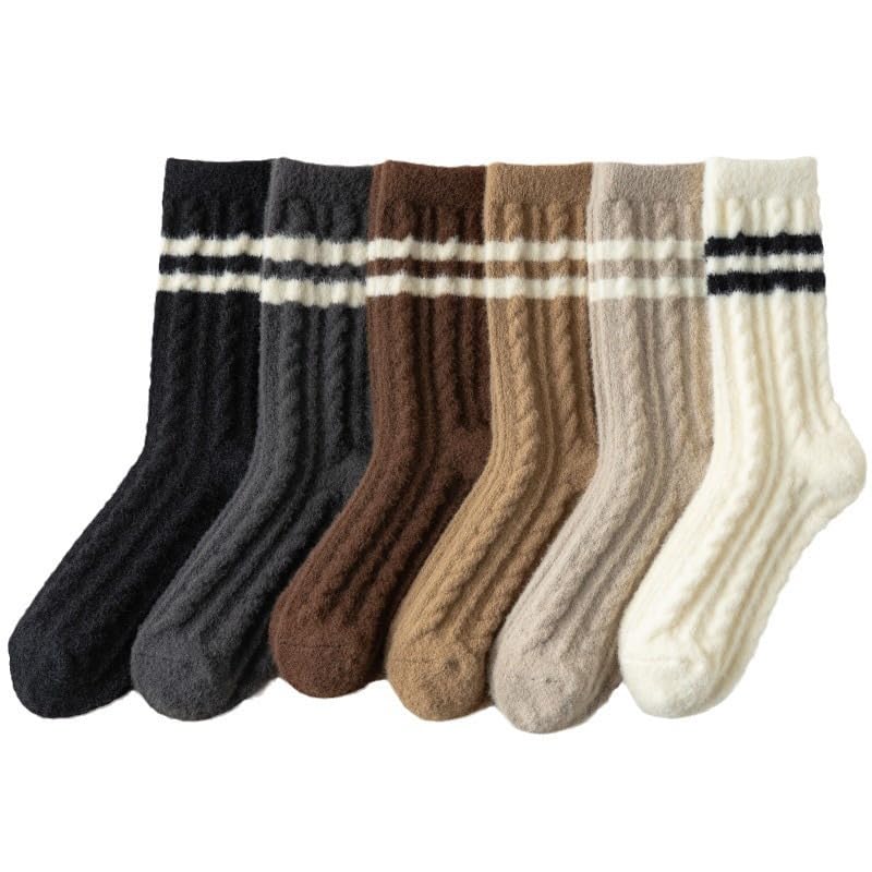 Image of Kelabia Women Fuzzy Socks Warm Fluffy Soft Japanese Thick Slipper Cute Aesthetic Fleece Long Socks