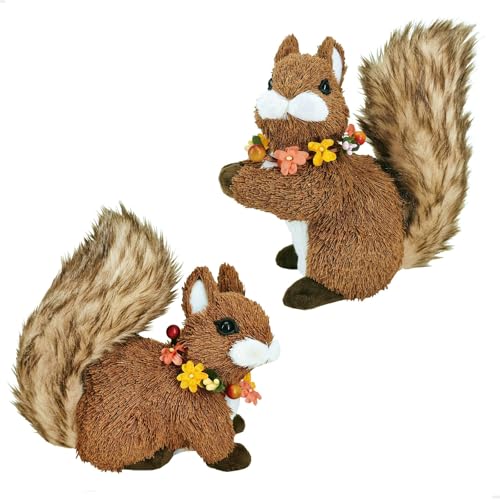 naturevibe 7.1 Inches Sisal Squirrel Decor Set of 2 Fall Home Decor