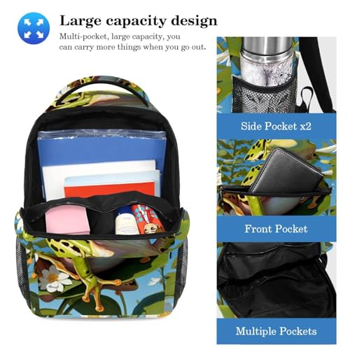 Sac à dos imperméable grenouille de 40cm avec trousse à crayons à compartiments multiples - 3