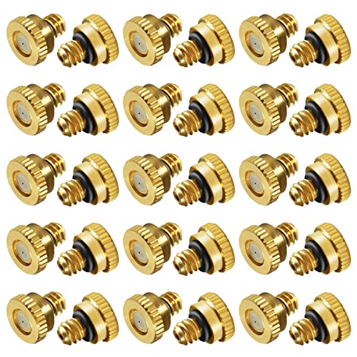 KUWAN 30pcs Brass Misting Nozzles for Cooling System 0.023" (0.6