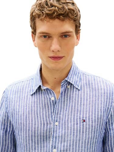 Image of Tommy Hilfiger Men's Long Sleeve Casual Linen Button Down Shirts in Regular Fit