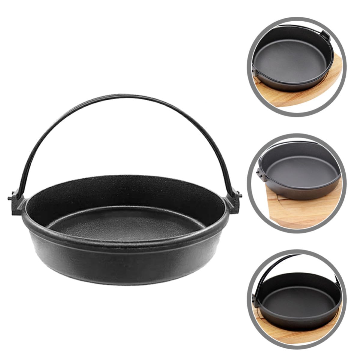 Negra Olla de Japonesa Caliente Hierro Fundido Antiadherente para Hogar