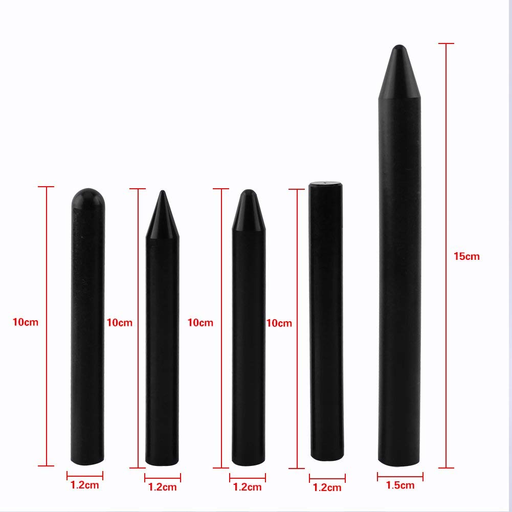Qiilu 5pcs Professionale Tap Down Pen Paintless Grandine Removal Dent Repair Tools Nylon nero bianco