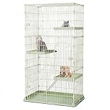 Hamiledyi Large Cat Cage 52 Inch Detachable Kennel with 3 Platforms and 1 Ramp Ladders Green Pet Playpen with 3 Doors Indoor Cat Enclosure for Small and Medium Animals