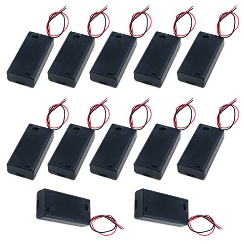 Semetall 12 Pack 2 X 1.5V AA Battery Holder Case with On/Off Switch and Wire Leads