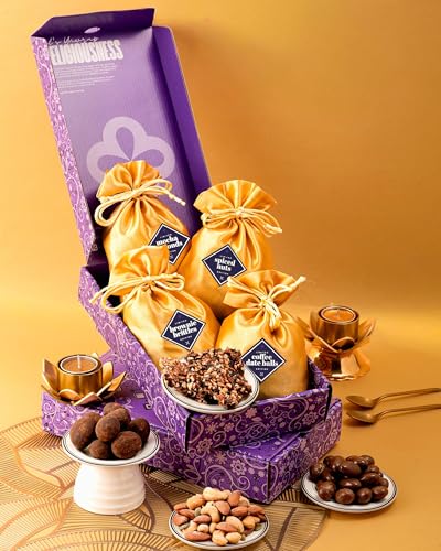 Image of Hyperfoods Diwali Gifts for Family and Friends Diwali Gift for Employees 400 Grams Chocolate Gift Hamper Corporate Gifts for Employees Dry Fruit Gift Box DryFruits Combo Pack Chocolate Gift Box