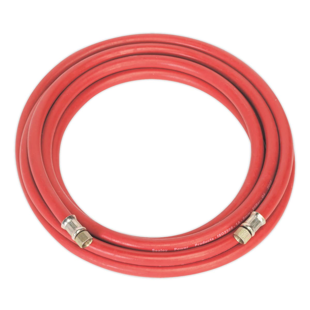 Sealey AHC5 Air Compressor Coil  Hose - Line 5mtr x 8mm With 1/4 Inch BSP Unions