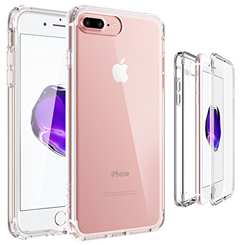 For iPhone 7 Plus [Built-In Screen Protector] For Apple Full-body Premium Cover Case (Crystal PC Back) Impact Resistant Bumper Zarus Zuslab Protection Hybrid (Clear / Clear)