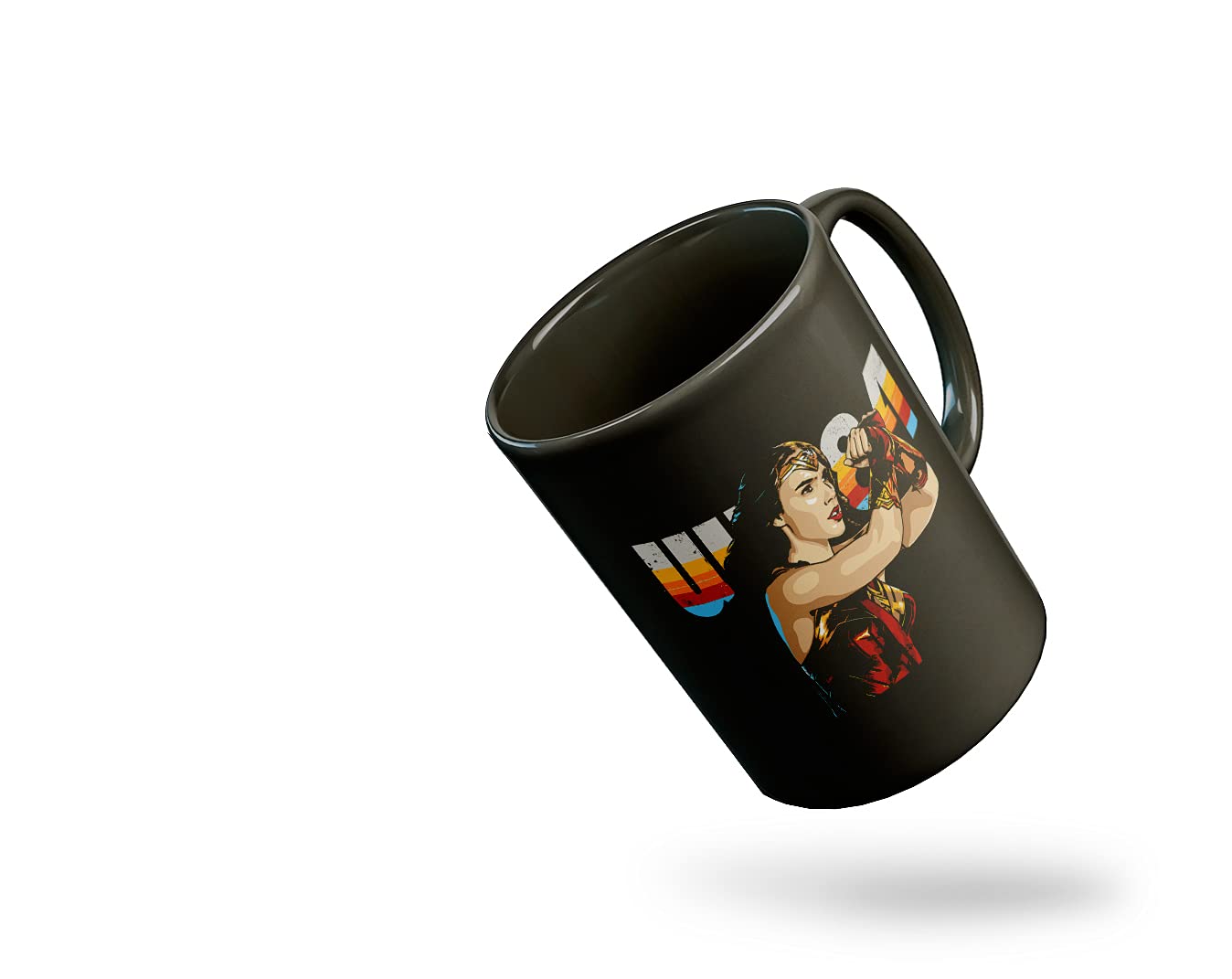 Tee Mafia Wonder Women 1984 Coffee Mug with Print | Coffee Mug for Friends | Printed Coffee Mug | 330 ml, Microwave & Dishwasher Safe(wonderwomen) Insidee Black