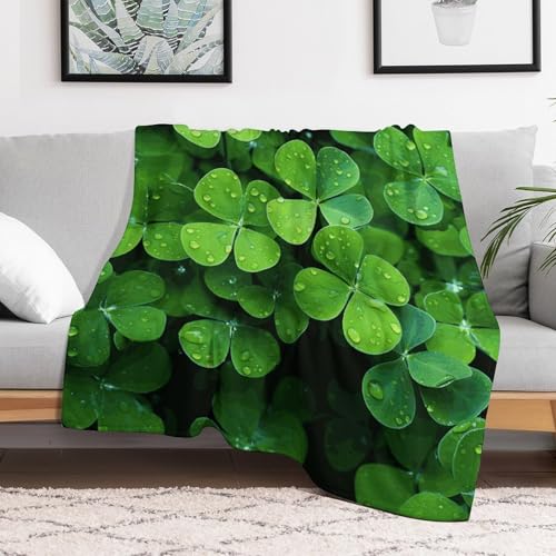Couverture extra large flanelle trèfle vert contre le froid du sofa