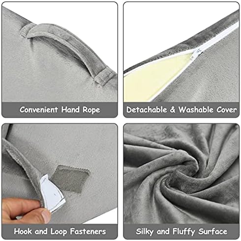 COSTWAY Bed Wedge Pillow, Folding Adjustable Memory Foam Incline Cushion System with Headrest and Washable Cover, Leg Back Rest Support Pillow for Pain, Reading, Sleeping (57 x 30 x 55cm, Grey)
