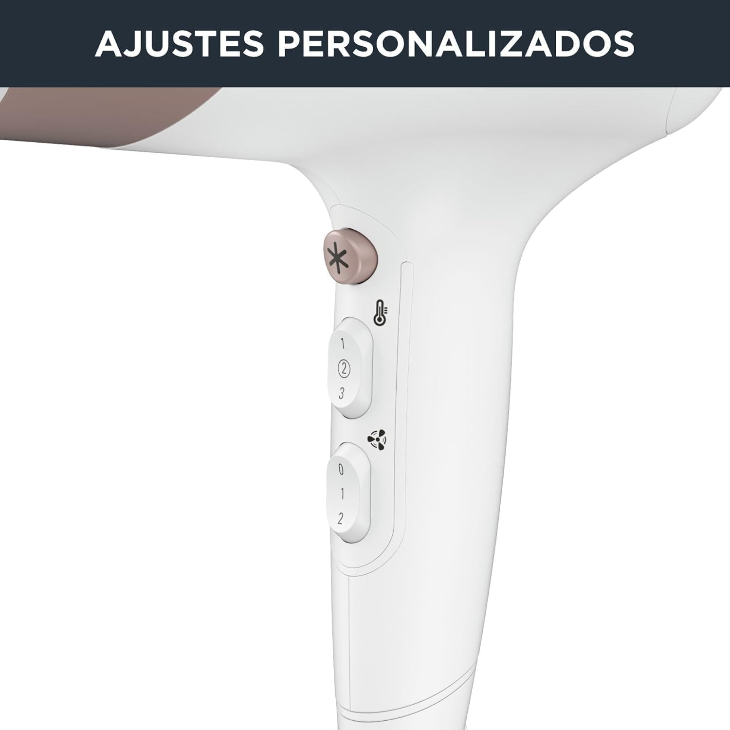 Rowenta Studio Dry CV5830 Secador de pelo 2300 W, Tecnología Effiwatts, 6 ajustes de velocidad/temperatura, Termocontrol, generador iónico, aire frío, difusor, cable 1.8 m, Blanco