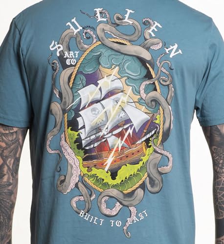 Sullen Men's Thur Storms Summer Days Drop Tattoo Lifestyle Graphic Standard Short Sleeve Tee Black3