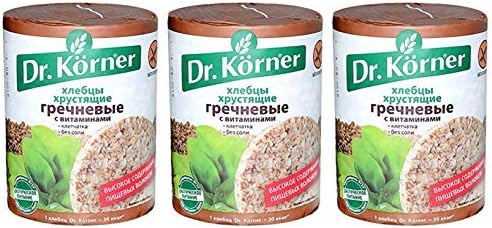 Dr. Korner Buckwheat Crispbread Puffed Cakes Gluten Free Vegan, 3.53 oz / 100 g (Pack of 3)