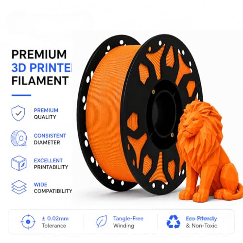 Image of FILAMONT PLA+ 3D Printer Filament 1.75mm, High Strength & Low Warp Printing Material, Dimensional Accuracy ±0.02mm, Vacuum Sealed with Desiccant, 1kg Spool (Orange)
