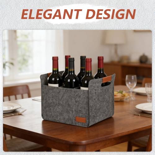 Bolsa de fieltro para vino portátil PRETYZOOM con compartimentos individuales para picnic y hogar 5