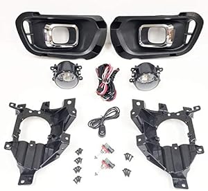 Fog Lights Compatible for 2019-2021 Ford Ranger Clear Lens with Chrome Trim Bezels Brackets Switch Wires