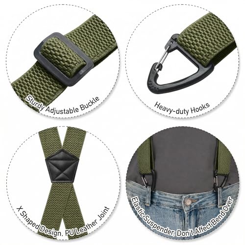Image of SUNEZLGO Suspenders for Men Heavy Duty, X Back Hidden Suspender 1.5 inch Under Clothing, Adjustable Work Suspenders for Men Women