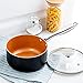 MICHELANGELO Sauce Pan with Lid, Ultra Nonstick 3 Qt Saucepan with Lid, 3 Quart Non Stick Pot Induction Compatible, Ceramic Small Pot, Copper