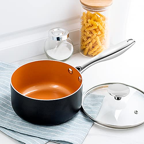 MICHELANGELO 3 Quart Saucepan with Lid, Ultra Nonstick Copper Sauce Pan with Lid, Small Pot with Lid, Ceramic Nonstick Saucepan, 3 Qt Copper Pot for Cooking, Induction Compatible by MICHELANGELO - Image 7