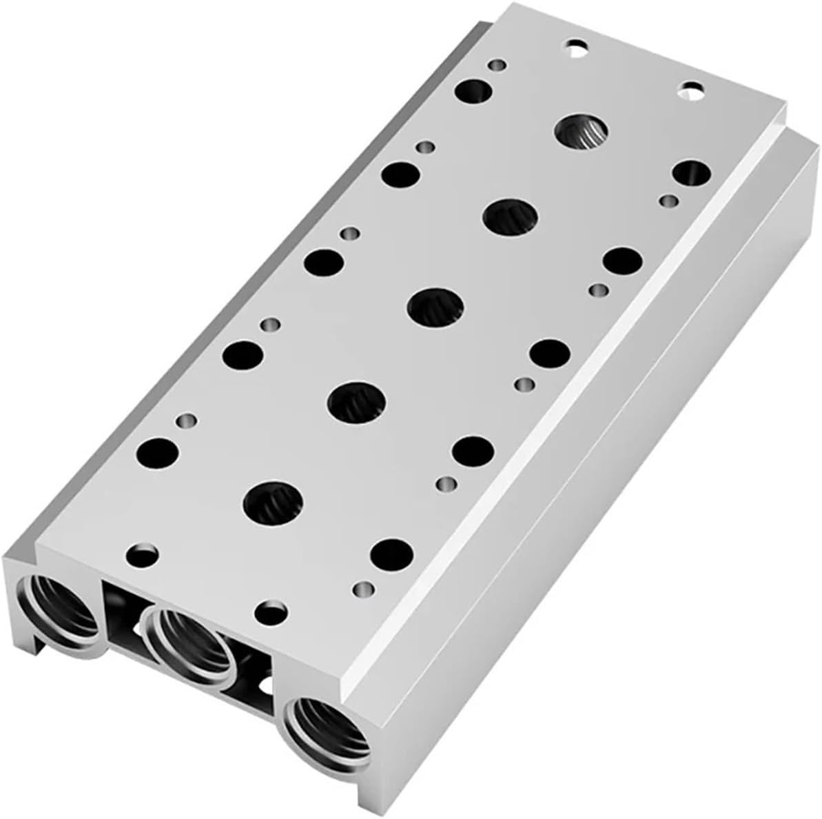 Pneumatic Manifold Base 2F 3F 4F 5F 6F 7F 8F - 15F Station 4V110 Series 1/4 Inch Plate with Screw Rubber for 4V110-06 Valve(100M-4F)