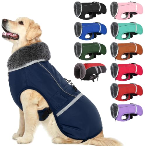 Image of QBLEEV Warm Dog Coat, Reflective Dog Jacket, Waterproof Dogs Winter Coat
