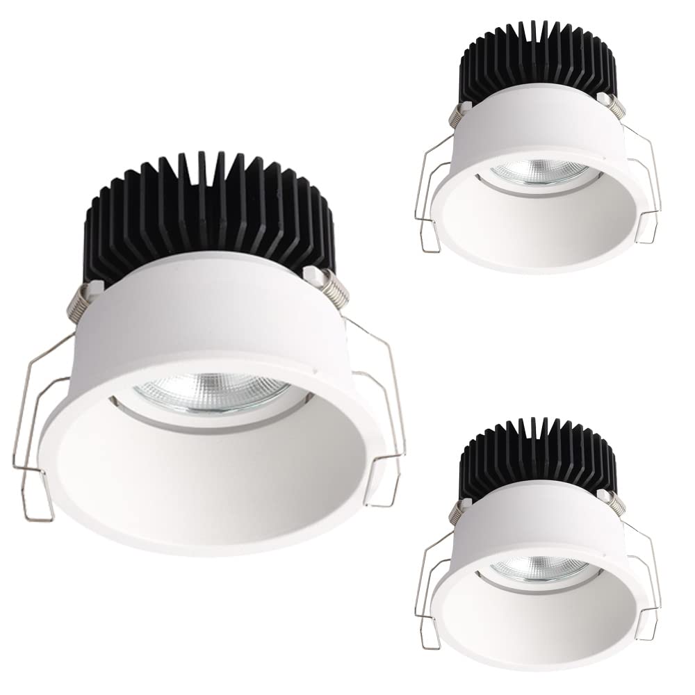 Aioneer 3 Pcs Recessed Downlight,Baffle Trim,Adjustable Angle 30°-Cob Spotlight 3 Inch Eyeball Ceiling Light, 7W/10W Daylight Retrofit Downlight Cutting Size: 75MmB-7w-4000K