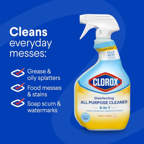 Image of Clorox Disinfecting All-Purpose Cleaner, 32 fl. Oz., and Bathroom Cleaner, Bleach Free, Household Essentials, Cleans Dirt and Grime Off Most Surfaces and Countertops, 32 fl. oz.