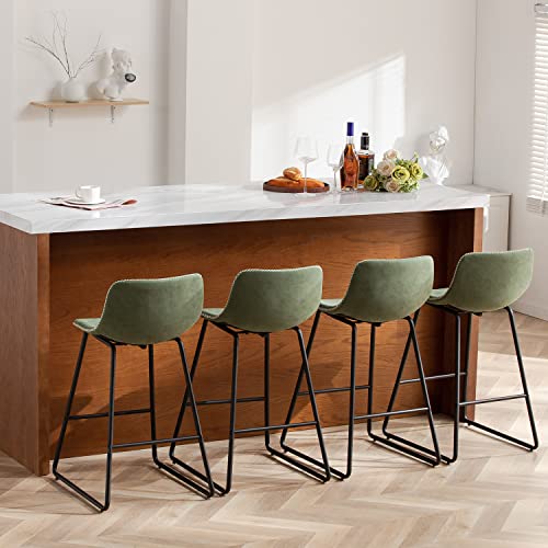 Image of Bar Stools Set of 4 for Kitchen Island, Modern Counter Stools with Back