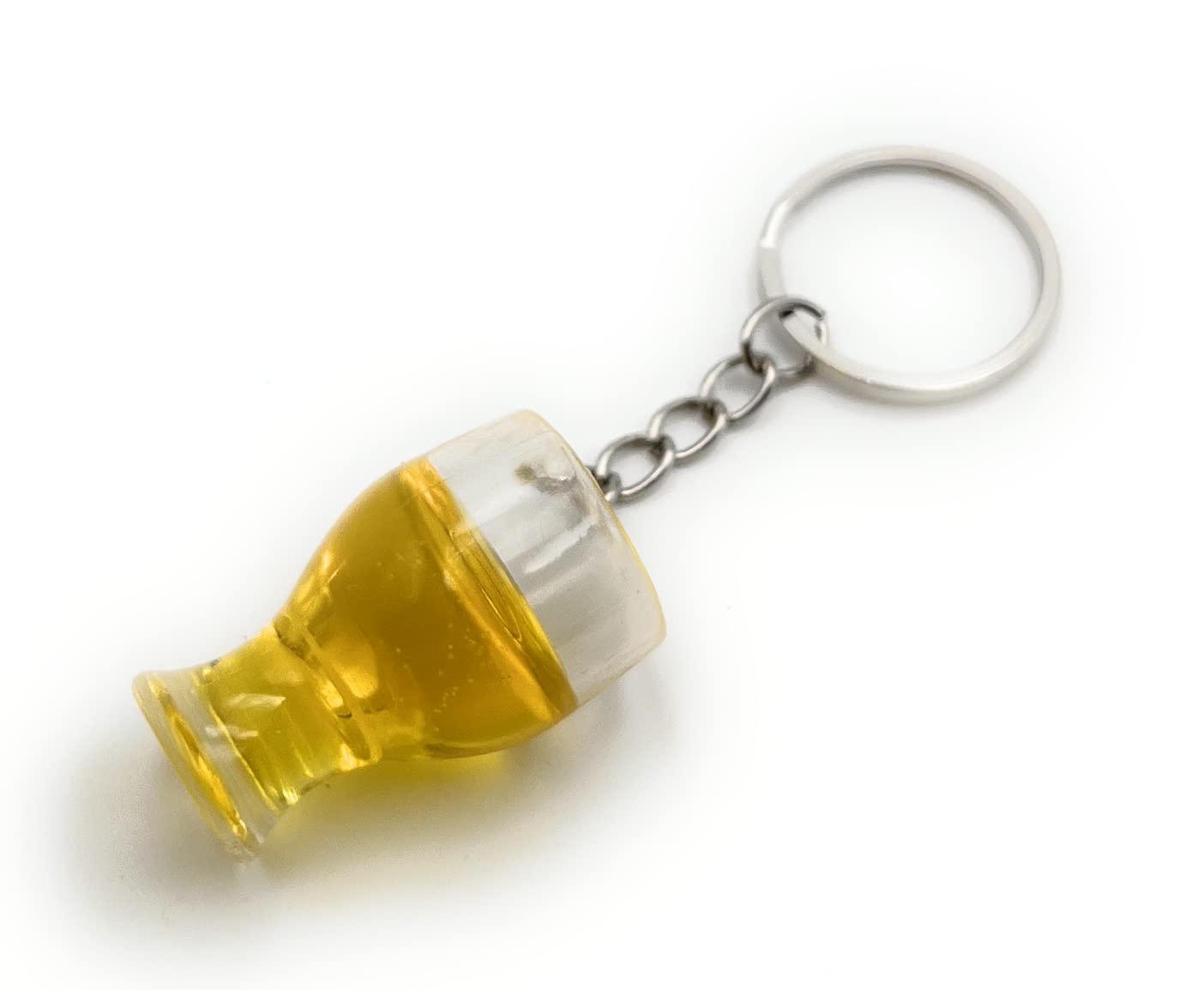 H-Customs Glass Beverage Drinking Apple Juice Beer Keychain Pendant Yellow