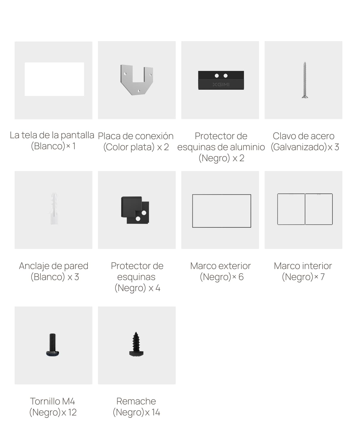 Pantalla para proyector con Marco Fijo de 100" XGIMI, Compatible Avec Les Proyectores XGIMI de Tiro Largo, para Cine casa Camping Eventos Recreativos