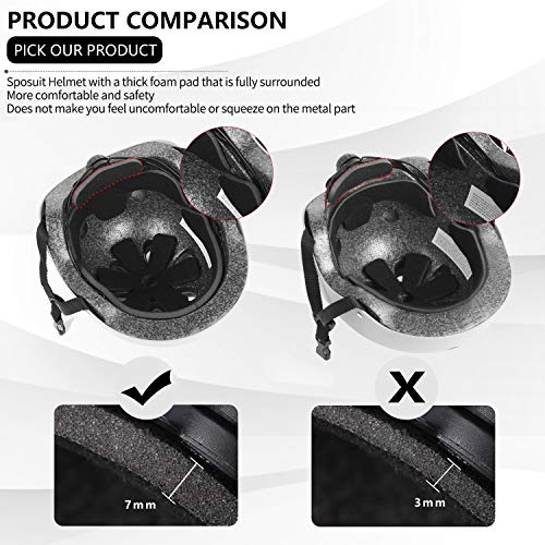image for Sposuit Skateboard Bike Helmet for Kids Youth Adult, Adjustable Helmet